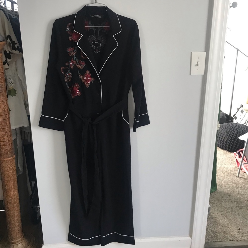 Zara embroidered jumpsuit with belt - Picture 6 of 8